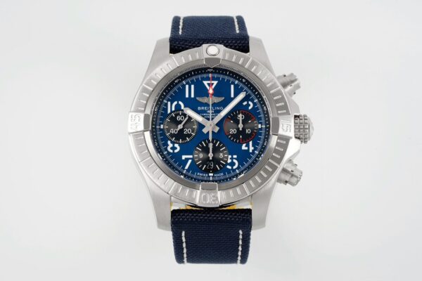 1 Breitling Avenger B01 Chronograph 45 Blue Dial Leather Strap