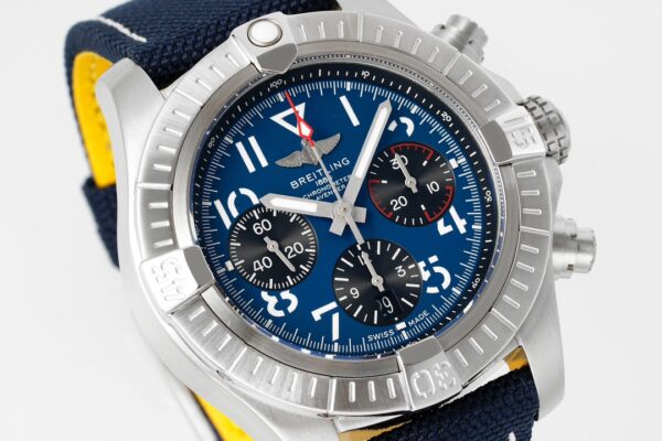 1(1) Breitling Avenger B01 Chronograph 45 Blue Dial Leather Strap