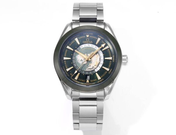 4 Omega Seamaster Aqua Terra 150M GMT Worldtimer Green Dial