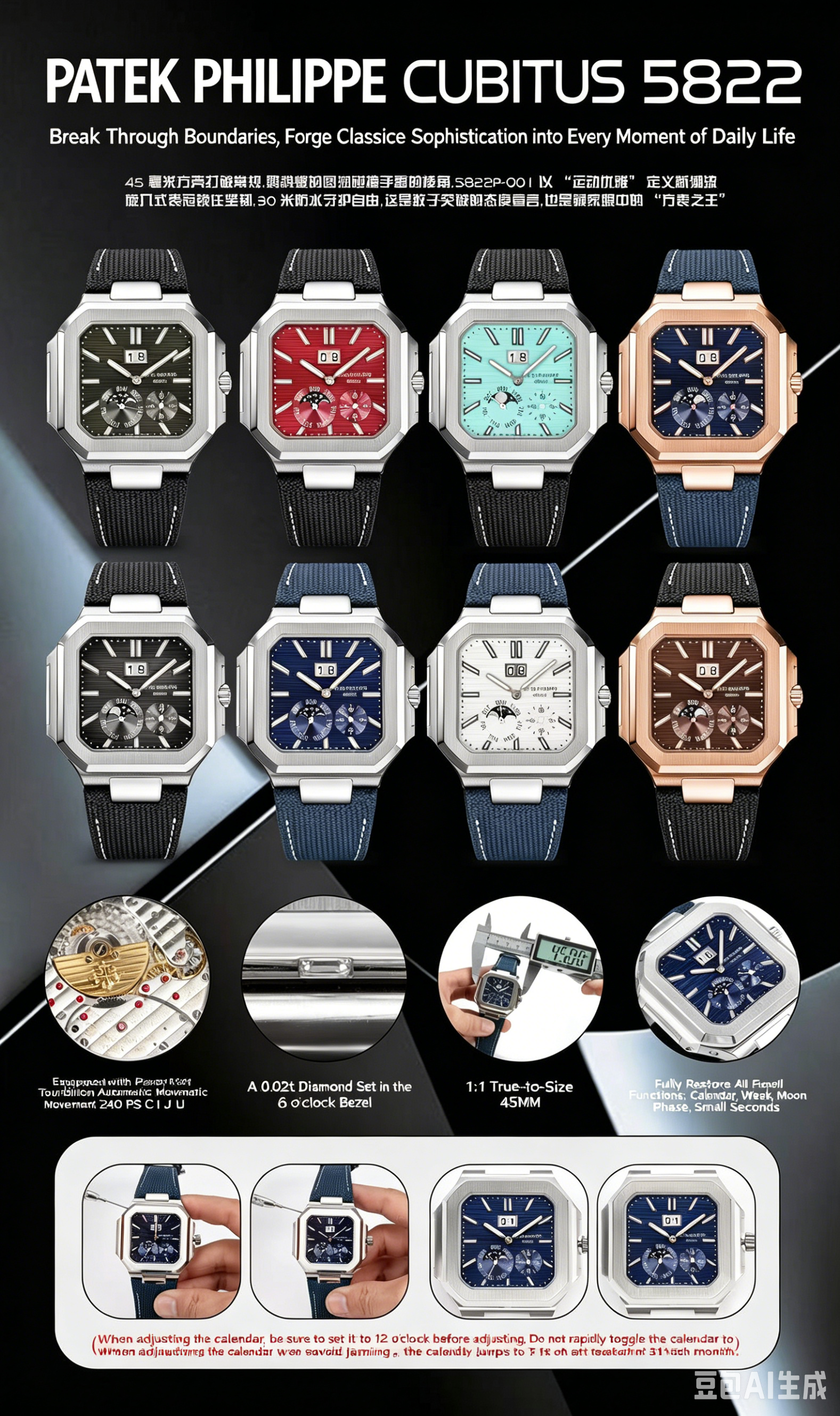 翻译需求确认 (1) Patek Philippe Cubitus 5822 Blue Dial TWF